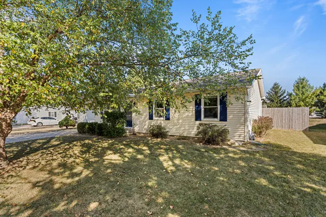 a view of a house with a tree in the yard