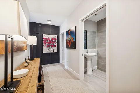 a view of a hallway with couch