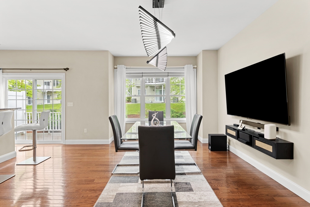 5D Manor Drive, Unit B Hooksett, NH 03106 - Photo 12 of 42 a dining room with wooden floor and large windows