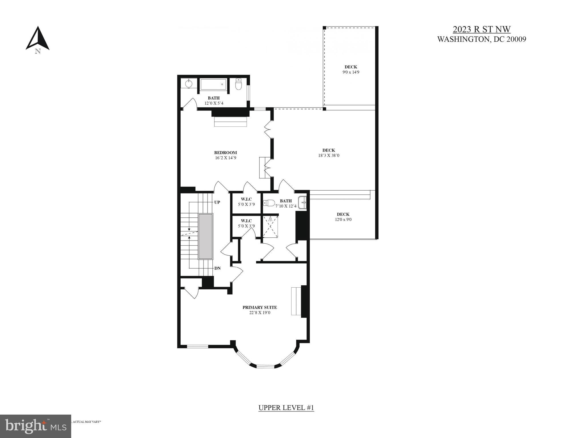2023 R Street Northwest Washington, DC 20009 - Photo 5 of 7 Upper Level #1 Floor Plan