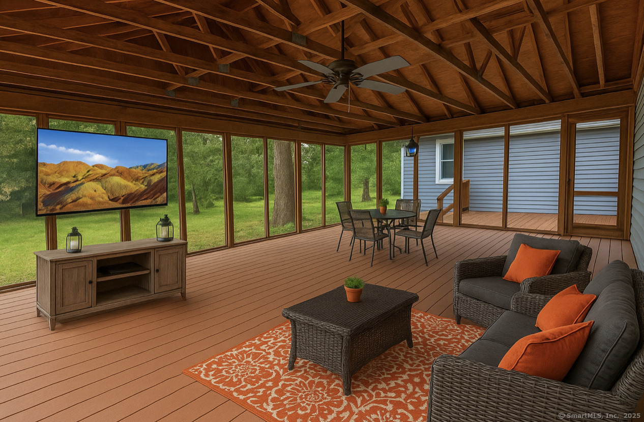 11 Pond Circle Road Westbrook, CT 06498 - Photo 18 of 22 a outdoor living space with furniture and a flat screen tv