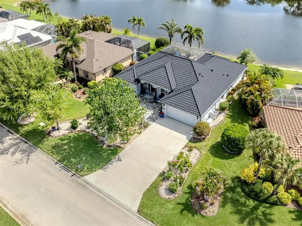 an aerial view of a house