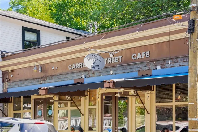 a front view of building