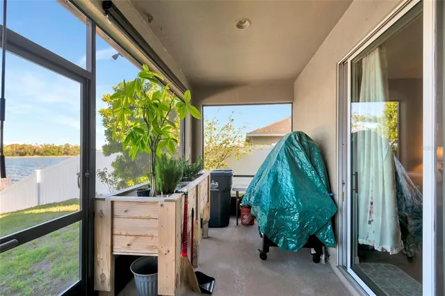 a view of a garden with an outdoor space