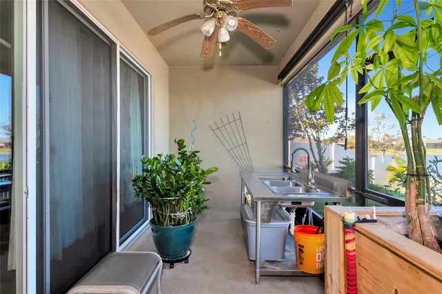 a view of a lake with a big yard