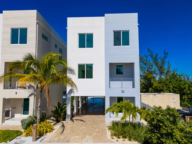 a view of a house with potted plants