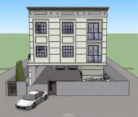 a front view of a house with a large window