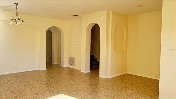 a view of a room with windows