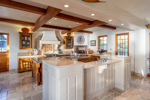 a kitchen with lots of counter top space
