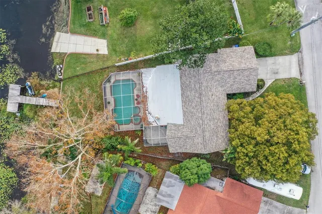 an aerial view of a house