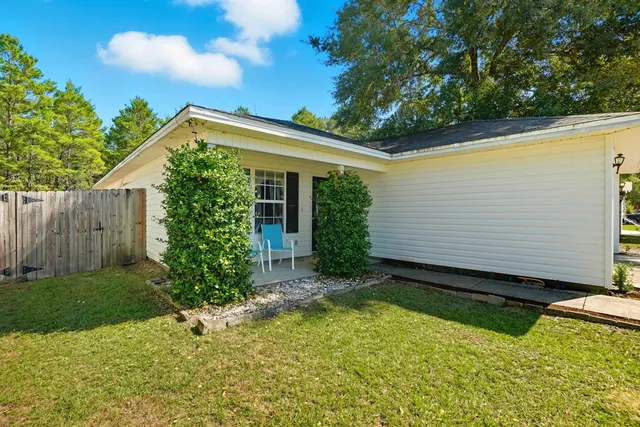 a view of a backyard with plants