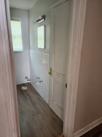 a bathroom with a bathtub