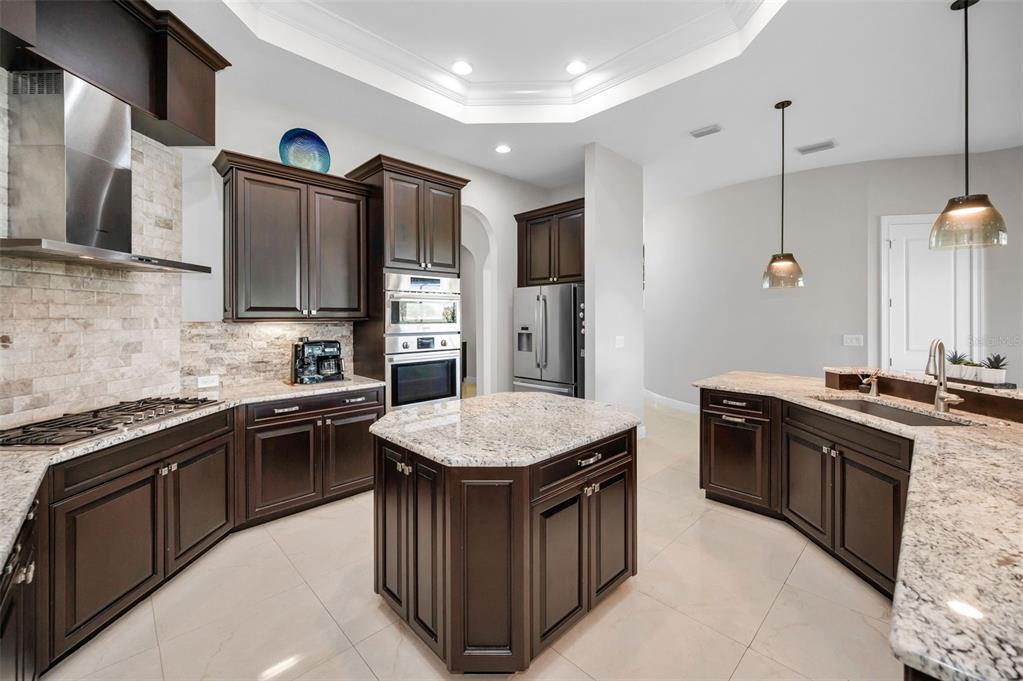 9829 Milano Drive Trinity, FL 34655 - Photo 23 of 100 a kitchen with stainless steel appliances granite countertop a sink stove and refrigerator