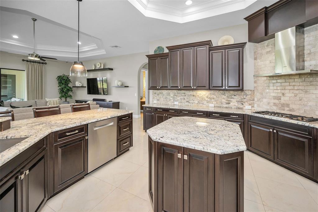 9829 Milano Drive Trinity, FL 34655 - Photo 27 of 100 a kitchen with stainless steel appliances granite countertop a sink stove and refrigerator
