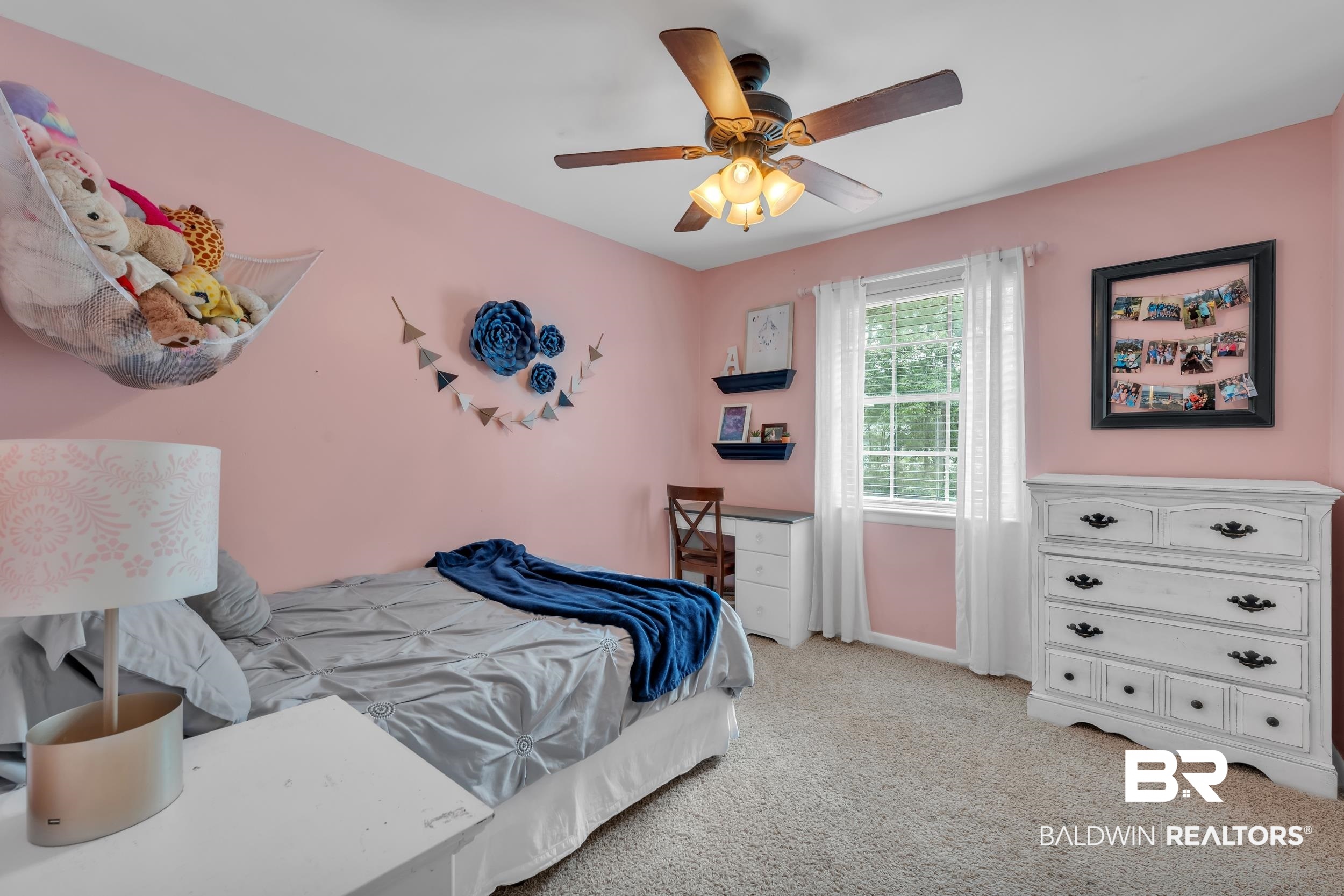 224 Cache Circle Mobile, AL 36611 - Photo 20 of 42 Bedroom featuring light carpet and ceiling fan
