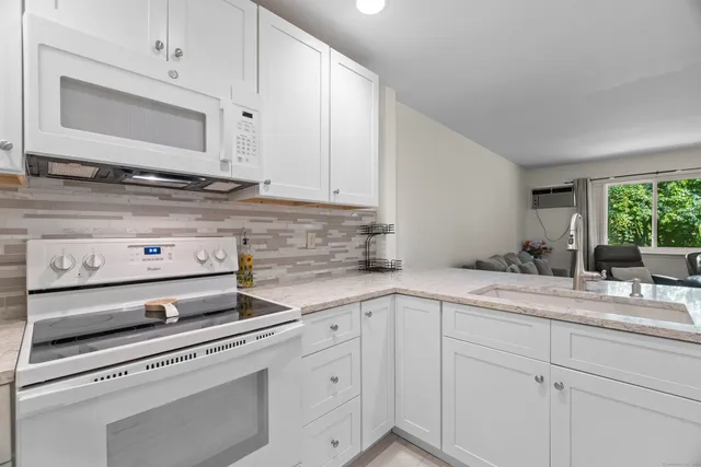 a kitchen with appliances a sink and cabinets