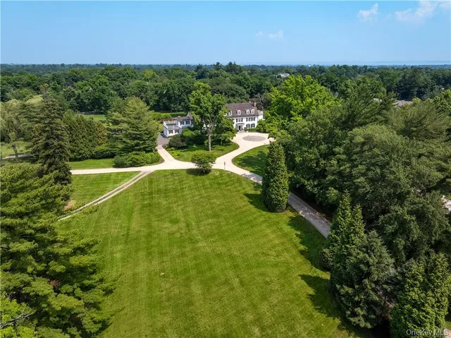 a view of a big yard with large trees
