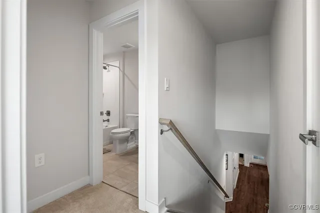 a view of bathroom with a toilet