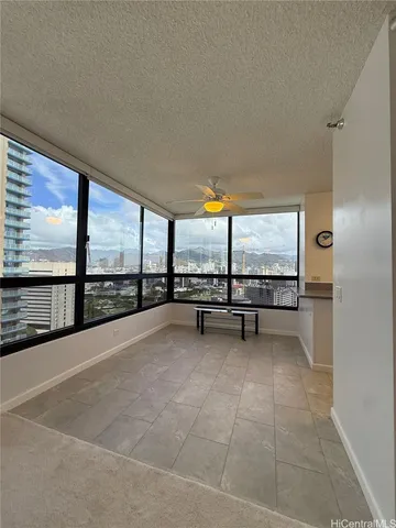 a kitchen with a sink and a large window
