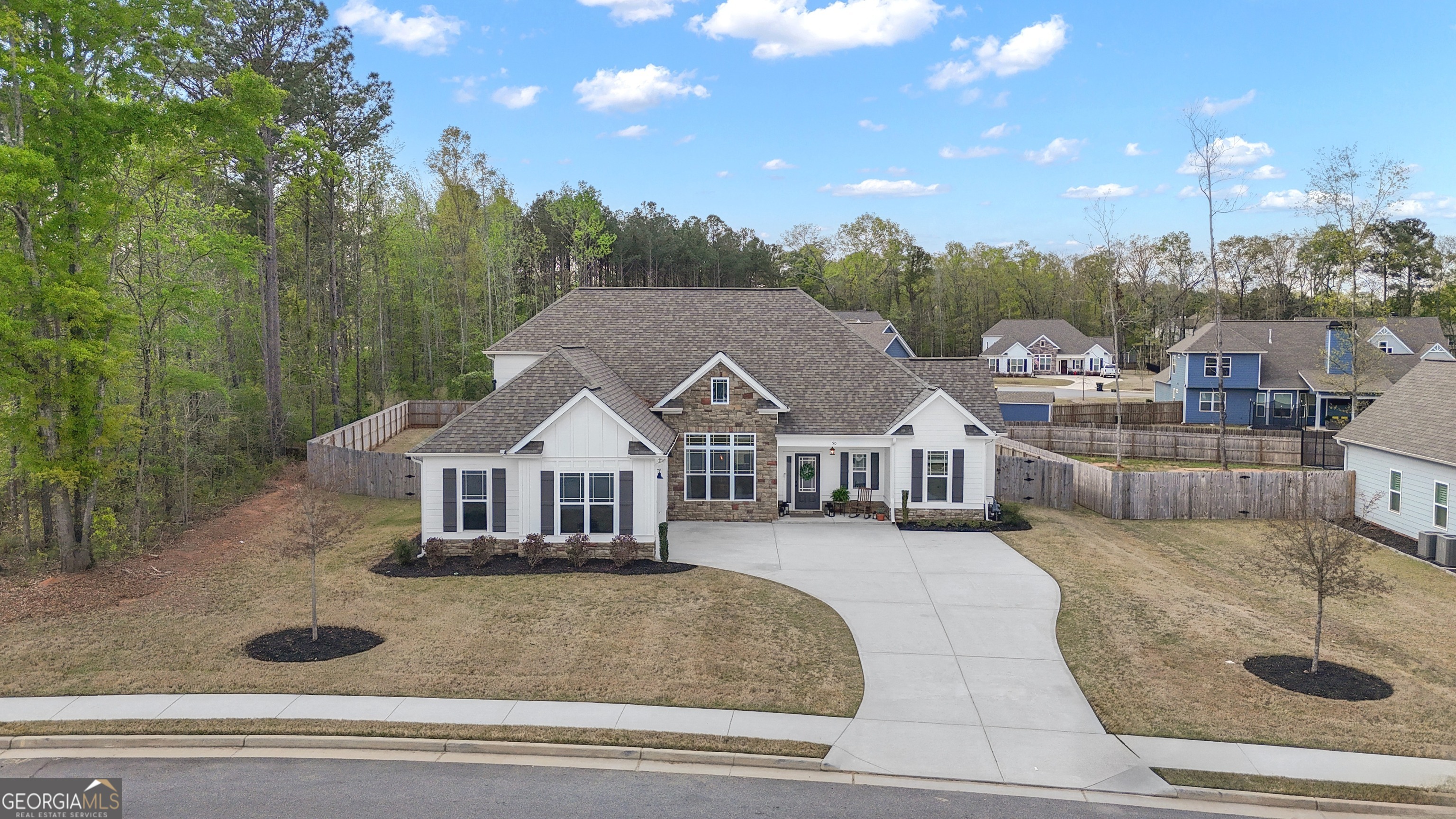 50 Cushing Street Senoia, GA 30276 - Photo 57 of 72 a view of a big house with a big yard plants and large trees