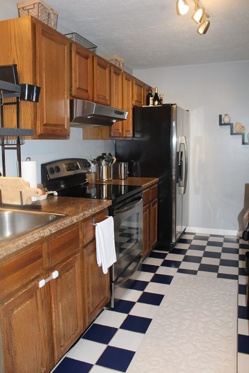 1195 Grafton Street, Unit 12 Worcester, MA 01604 - Photo 3 of 17 a kitchen with a sink a refrigerator and cabinets