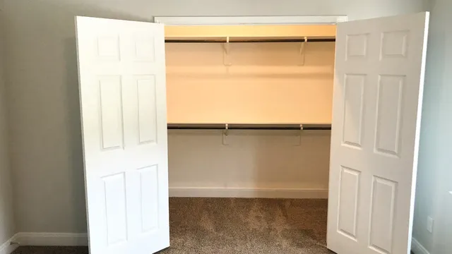 a view of a small space with a window