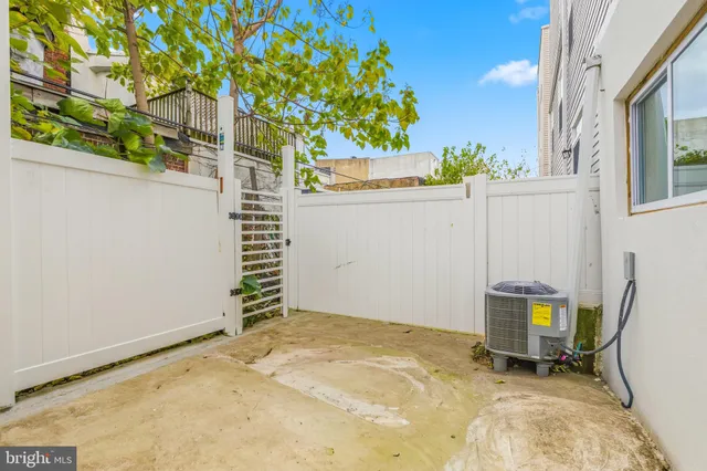 a view of a room with a window