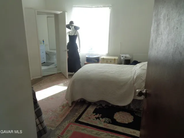 a view of a small space with a window