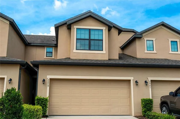 a view of outdoor space garage and yard