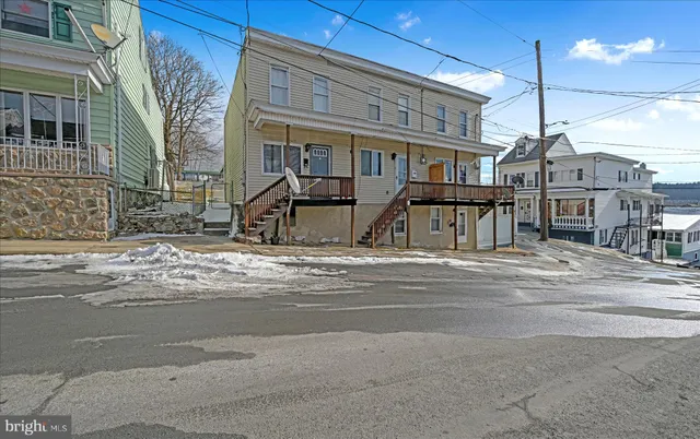 a view of a building and a street
