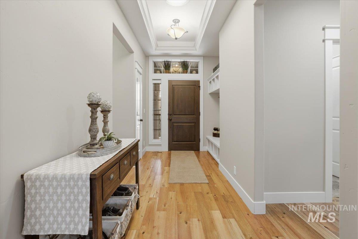 4604 Middlesboro Way Caldwell, ID 83607 - Photo 5 of 43 Entrance foyer with light wood-style floors and a raised ceiling