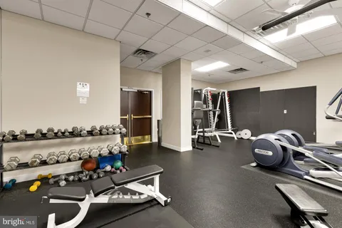 a room with gym equipment