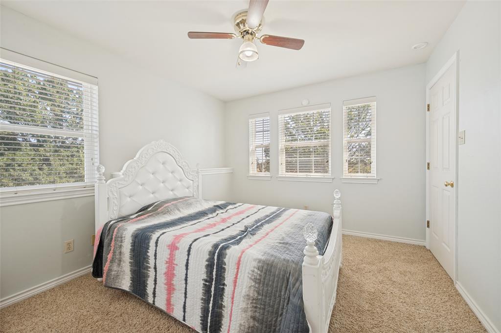 1601 East Blackjack Road East Pilot Point, TX 76258 - Photo 10 of 30 Carpeted flooring, multiple windows, ceiling fan with light fixture, white interior door, and light-toned wall paint