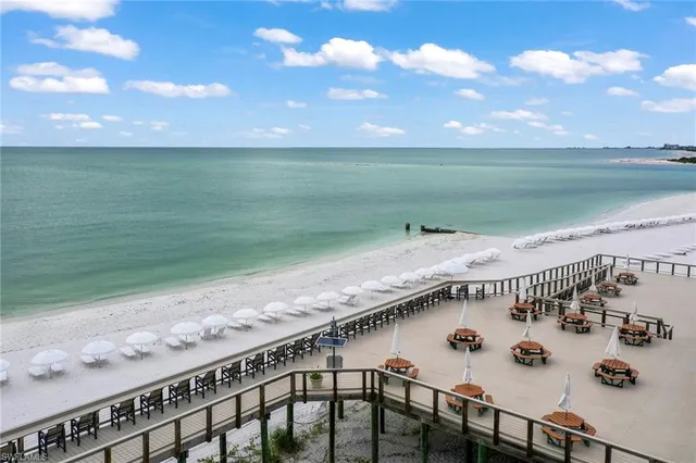 a terrace with a city view