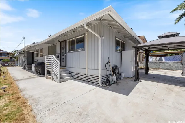 a house with a large space in front of it