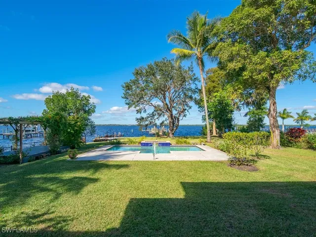 a view of swimming pool with garden