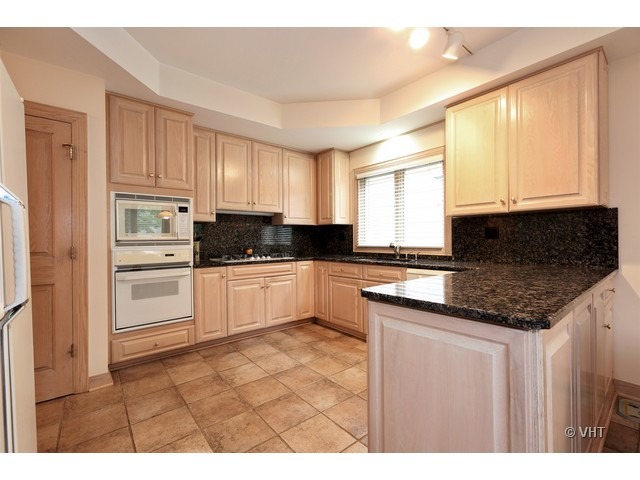 1905 Plainfield Road, Unit C Downers Grove, IL 60516 - Photo 3 of 20 a kitchen with granite countertop white cabinets and white appliances