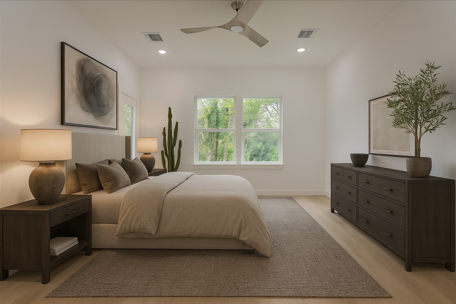 9349 Lavender Street Houston, TX 77016 - Photo 13 of 29 a bedroom with a bed and a potted plant