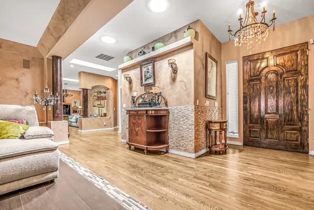 a living room with furniture