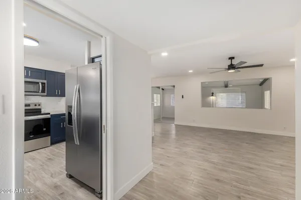 a view of a kitchen with a sink