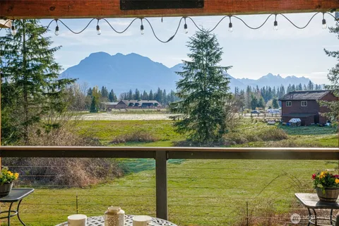 a view of a lake with a mountain in the background