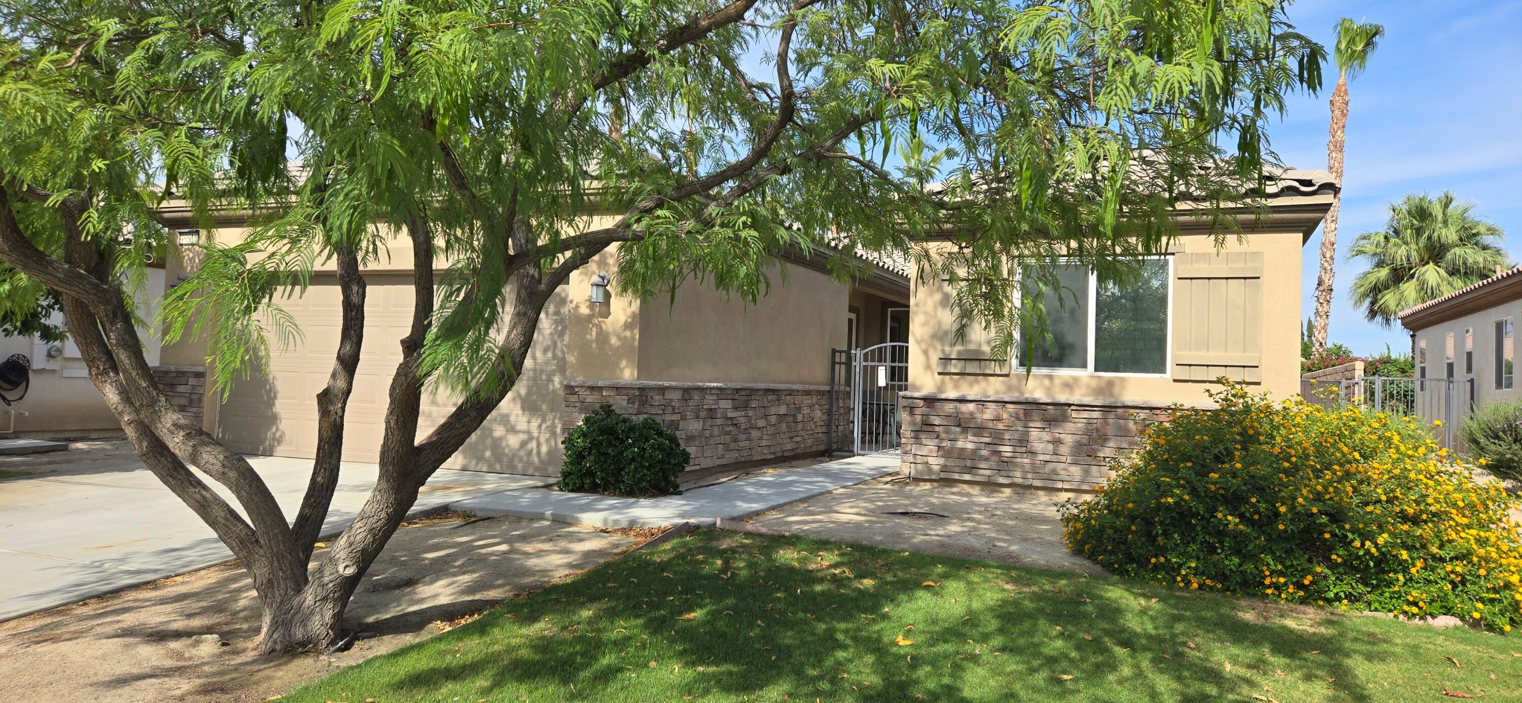 a view of a house with a tree in the yard