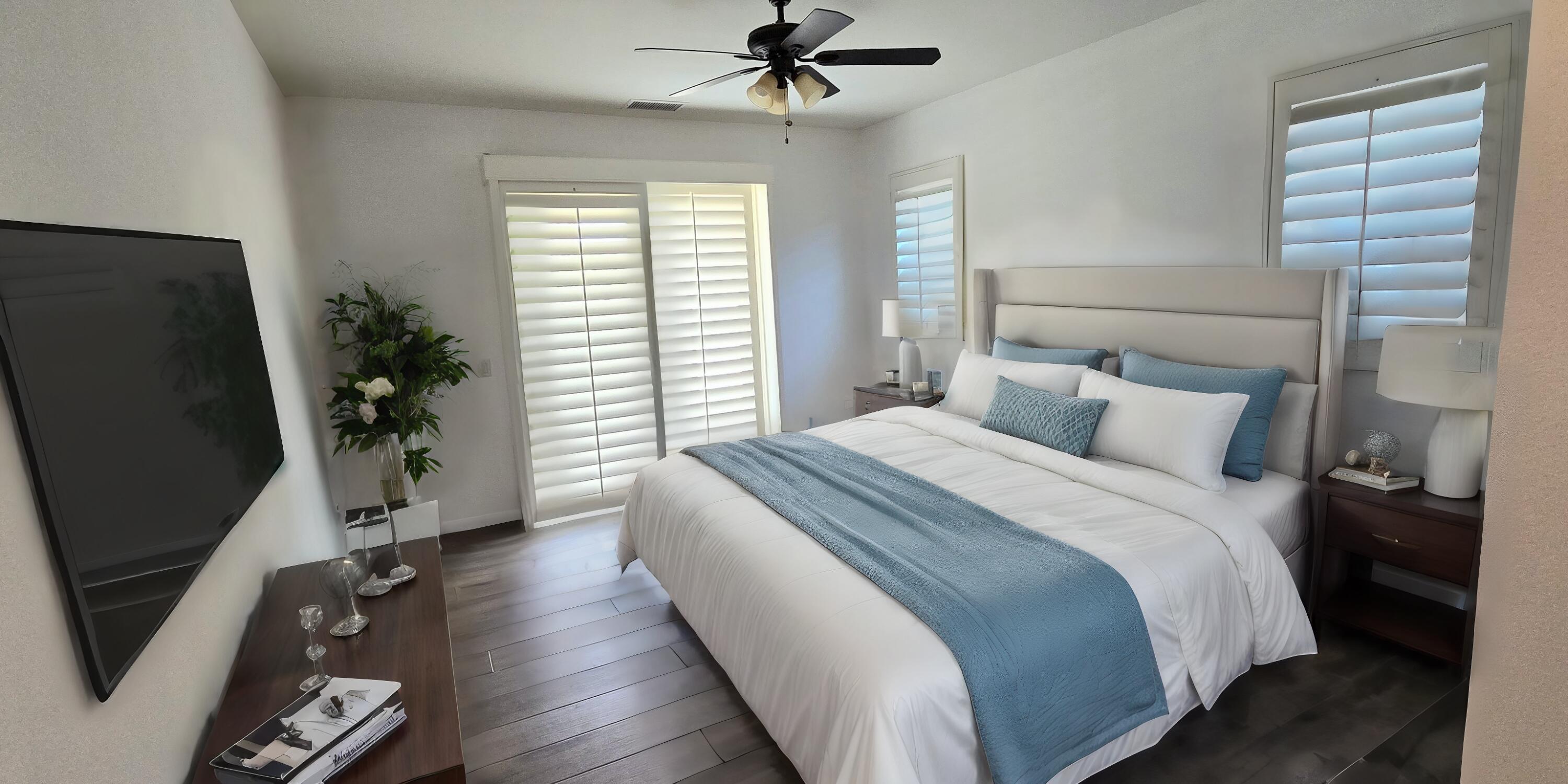 49818 Minelli Street Indio, CA 92201 - Photo 3 of 11 a bedroom with bed mirror and window