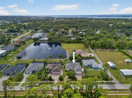an aerial view of a house