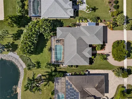 a view of a lake with a houses
