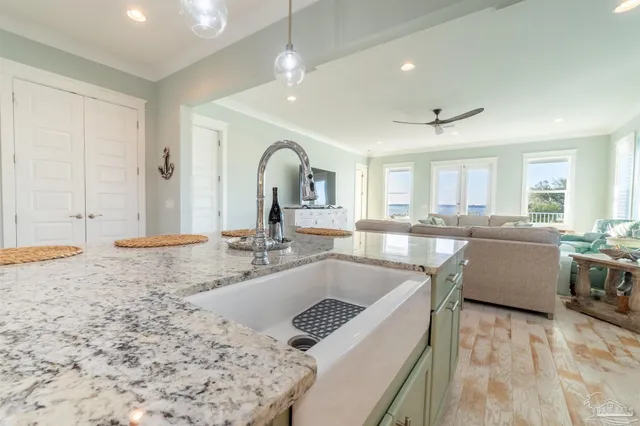 a large living room with a large window