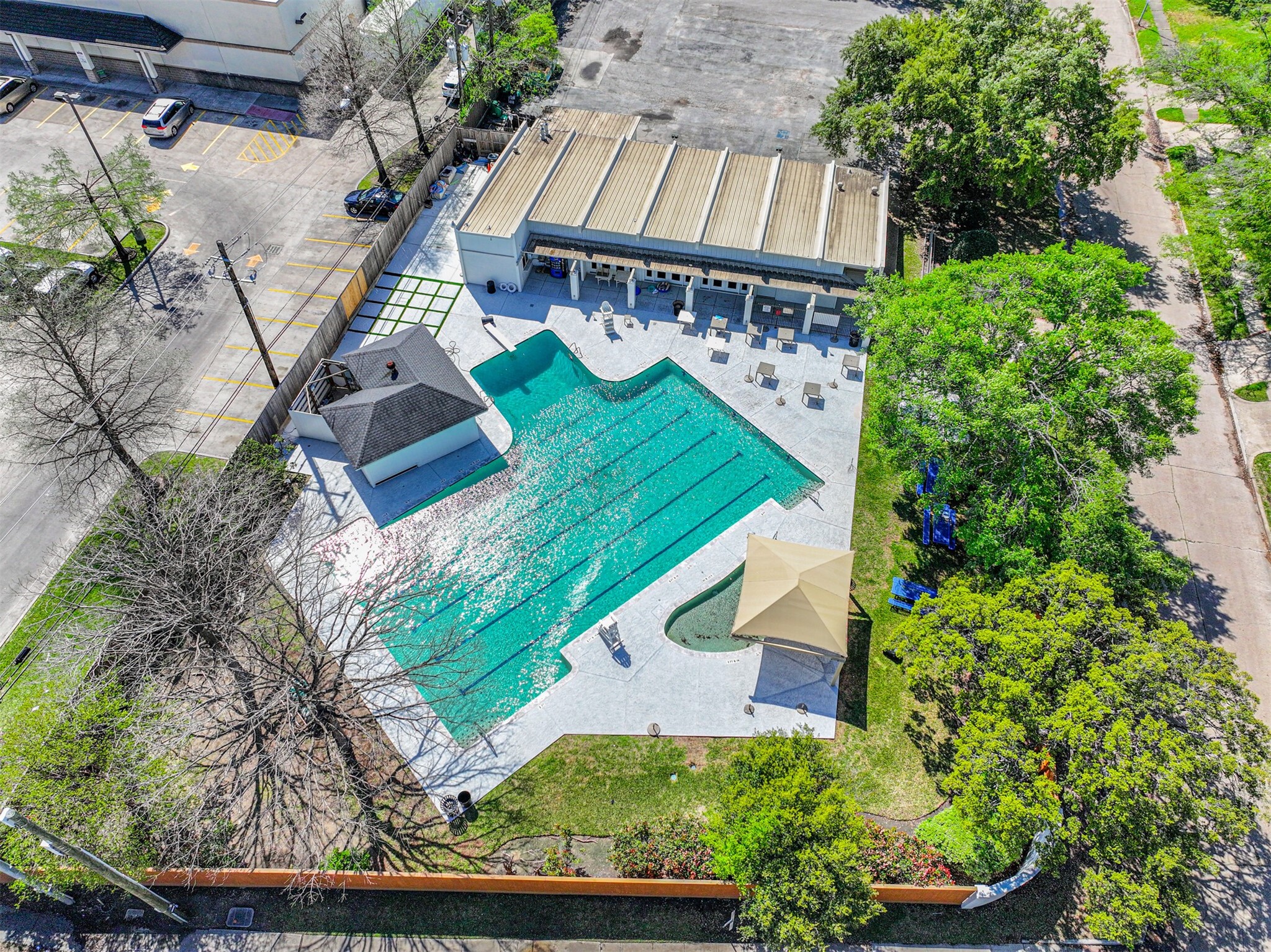 7819 Fairdale Lane Houston, TX 77063 - Photo 34 of 34 A aerial view of the Briarmeadow neighborhood community pool! Perfect spot for this hot Houston summer days!