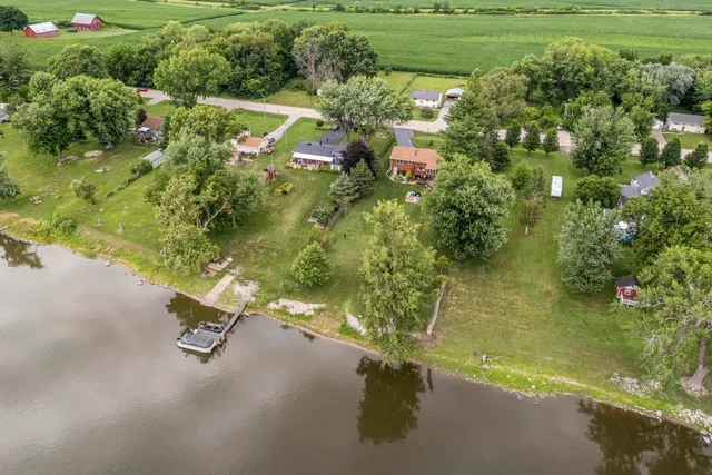 a view of a lake with a house