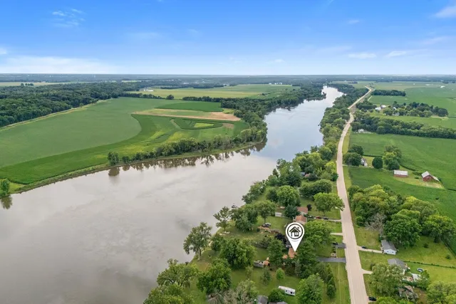 a view of a lake with a city