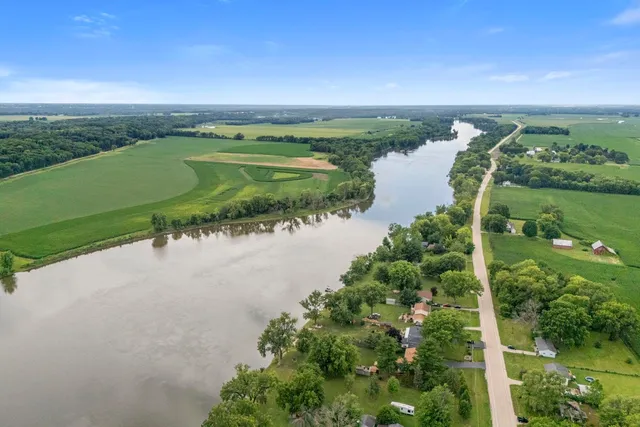 a view of a lake with a city view